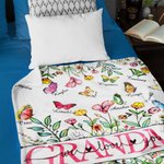 Personalized Birth Month Butterfly Blanket with Name Wildflower Garden Theme Home Decoration Mother's Day Birthday Gift Mom Grandma