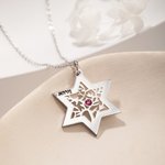 Personalizada Árbol de la Vida Estrella de David Birthstone Collar con Nombre Hebreo Birthstone Joyería Judía Regalo Familiar para Mamá Abuela