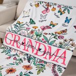 Personalized Birth Month Butterfly Blanket with Name Wildflower Garden Theme Home Decoration Mother's Day Birthday Gift Mom Grandma