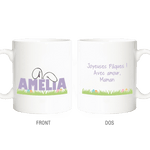 Mug en Céramique Motif Lapin de Pâques Tasse Personnalisée avec Nom et Texte Cadeau Anniversaire Pâques pour Enfants