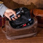 Trousse de Toilette Cuir PU Élégante et Spacieuse Personnalisé avec Monogramme et Nom Cadeau pour Homme