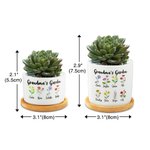 Personalized Birth Flower Plant Ceramic Pot Planter and Bamboo Base with 1-8 Names Mother's Day Gift for Grandma Mom