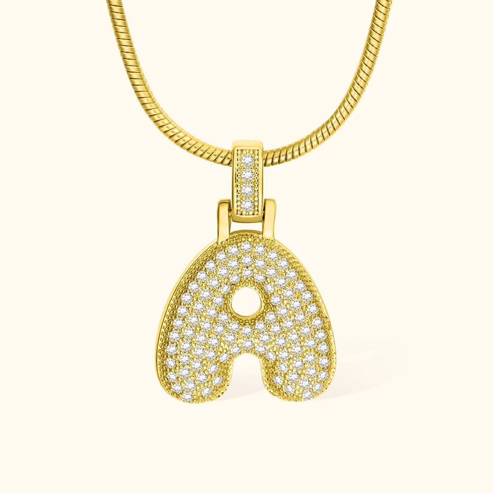 Collier avec Lettre Personnalisé en Style de Ballon Pendentif Incrusté de Zircon Cadeau Anniversaire Fête des Mères pour Femme