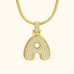 Personligt bubbelballonghalsband inlagt med kubiska zirkonbokstäver Jubileum Mors dag Smycken Present för kvinnor