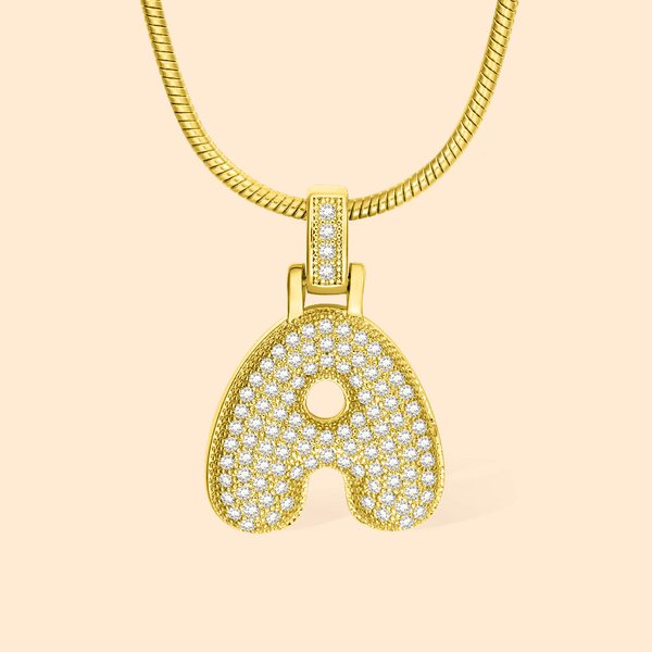 Collana personalizzata di palloncini a bolle intarsiati con zirconi cubici Lettere Anniversario Regalo di gioielli per la festa della mamma per le don