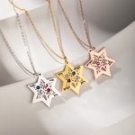 Personalizada Árbol de la Vida Estrella de David Birthstone Collar con Nombre Hebreo Birthstone Joyería Judía Regalo Familiar para Mamá Abuela