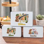 Personalizzato The Hunt Is On Easter Camouflage Bunny Scatola di biscotti in metallo alimentare con nome Regalo di Pasqua per bambini e famiglia