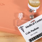 Personalized Birth Flower Bouquet Acrylic Badge Topper Creative ID Card Decoration Birthday Gift for Teacher Nurse