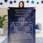 Couverture en Flanelle ou Sherpa Personnalisée avec Nom Date Signe du Zodiaque Cadeau d'Anniversaire pour Amateur d'Astronomie
