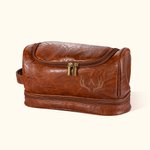 Gepersonaliseerde waterdichte draagbare mannen PU lederen cosmetische toilettas met monogram verjaardag Groomsmen Gift voor hem