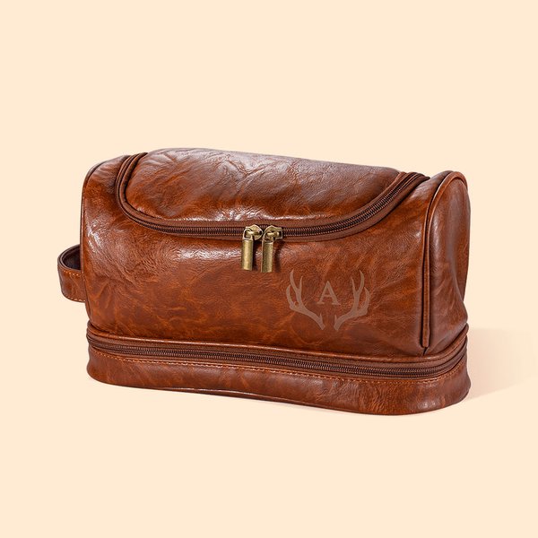 Personalizado impermeable portátil de los hombres de cuero de la PU neceser cosmético con monograma Cumpleaños Novio regalo para él