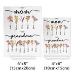 Personalizada Primera Mamá Ahora Abuela Nacimiento Flor Placa Acrílica Rectángulo con Soporte Decoración del Hogar Regalo del Día de la Madre para la 