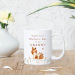 Personalised Happy First Mother's Day 11oz Ceramic Coffee Mug and Coaster Set with Animals Hug Design Mother's Day Gift for Grandma Mom