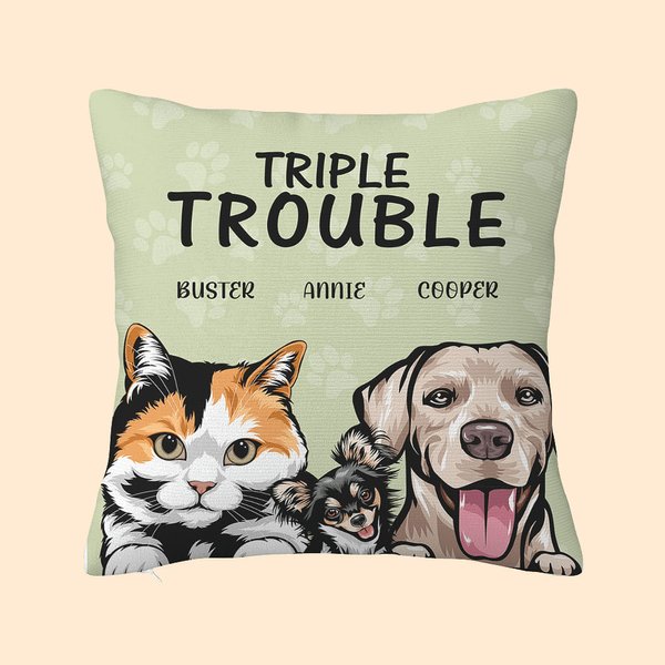 Personalizado Trouble Marker Pet Gathering Pillow Cover Impresión de la pata Home Decoration Birthday Gift for Dog Cat Lovers