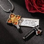 Personalisierte Dornen Iris Kreuz Gothic Schlüssel Halskette mit abnehmbarem Fach und Papier Vintage-Schmuck Geschenk für Gothic-Liebhaber