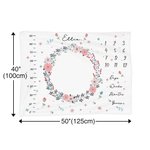 Personalized Flowers Universe Baby Milestone Growth Tracker Soft Blanket with Accessories Wooden Ring Baby Shower Gift for Newborn