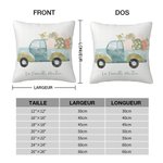 Housse d'Oreiller à Motif Camion avec Œufs de Pâques Coussin Personnalisé avec Texte Cadeau de Pâques pour Enfant et Famille