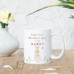 Personalised Happy First Mother's Day 11oz Ceramic Coffee Mug and Coaster Set with Animals Hug Design Mother's Day Gift for Grandma Mom