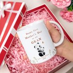 Personalised Happy First Mother's Day 11oz Ceramic Coffee Mug and Coaster Set with Animals Hug Design Mother's Day Gift for Grandma Mom
