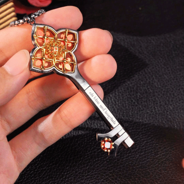 Personalisierte Dornen Iris Kreuz Gothic Schlüssel Halskette mit abnehmbarem Fach und Papier Vintage-Schmuck Geschenk für Gothic-Liebhaber