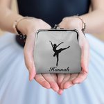 Porte-Monnaie en Cuir avec Fermoir Personnalisé avec Nom Motif Silhouette de Ballet Cadeau Anniversaire pour Femme