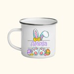 Tazza personalizzata con uova di Pasqua di coniglietto da 11 once con nome colorato Regalo di Pasqua per bambini