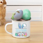 Tazza personalizzata con uova di Pasqua di coniglietto da 11 once con nome colorato Regalo di Pasqua per bambini