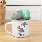 Henkilökohtainen söpö pääsiäispupu munat kukka 11oz emali muki nimi Happy Easter lahja lapsille