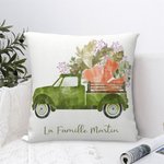 Housse d'Oreiller à Motif Camion avec Œufs de Pâques Coussin Personnalisé avec Texte Cadeau de Pâques pour Enfant et Famille