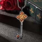 Personalisierte Dornen Iris Kreuz Gothic Schlüssel Halskette mit abnehmbarem Fach und Papier Vintage-Schmuck Geschenk für Gothic-Liebhaber