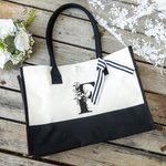 Sac à Main en Jute Personnalisé avec Initiale en Fleur Cadeau Anniversaire Mariage Voyage pour Femme