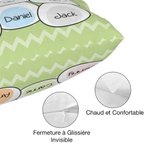 Coussin Doux et Confortable Taie d'Oreiller avec Lapin de Pâques Personnalisée avec Noms Cadeau de Pâques pour la Famille