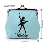 Porte-Monnaie en Cuir avec Fermoir Personnalisé avec Nom Motif Silhouette de Ballet Cadeau Anniversaire pour Femme