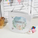 Personalisierte Aquarell Wald Hase Leinwand Eierjagd Korb mit Namen Party Gunst Ostern Geschenk für Kinder