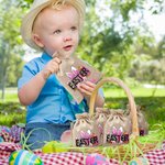 Sac à Cordon Personnalisé avec Nom Motif Oeufs de Pâques Oreilles de Lapin Cadeau pour Enfant