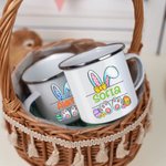 Tazza personalizzata con uova di Pasqua di coniglietto da 11 once con nome colorato Regalo di Pasqua per bambini