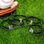 Pulsera personalizada ajustable de cuerda trenzada de béisbol con nombre grabado Número Regalo de cumpleaños para jugadores de béisbol Amantes del dep