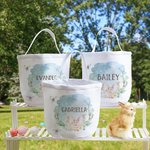 Personalisierte Aquarell Wald Hase Leinwand Eierjagd Korb mit Namen Party Gunst Ostern Geschenk für Kinder