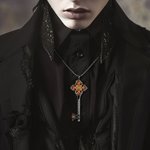Personalisierte Dornen Iris Kreuz Gothic Schlüssel Halskette mit abnehmbarem Fach und Papier Vintage-Schmuck Geschenk für Gothic-Liebhaber