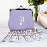 Porte-Monnaie en Cuir avec Fermoir Personnalisé avec Nom Motif Silhouette de Ballet Cadeau Anniversaire pour Femme