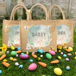 Henkilökohtainen vesiväri Bunny Juutti Kangaskassi nimi suuri kapasiteetti pääsiäinen syntymäpäivälahja lapsille