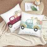 Housse d'Oreiller à Motif Camion avec Œufs de Pâques Coussin Personnalisé avec Texte Cadeau de Pâques pour Enfant et Famille