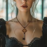 Personalisierte Dornen Iris Kreuz Gothic Schlüssel Halskette mit abnehmbarem Fach und Papier Vintage-Schmuck Geschenk für Gothic-Liebhaber