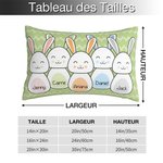 Coussin Doux et Confortable Taie d'Oreiller avec Lapin de Pâques Personnalisée avec Noms Cadeau de Pâques pour la Famille