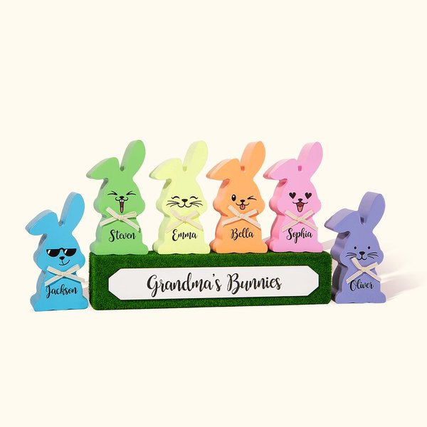 Easter Bunny Wood Block Set Family Gift