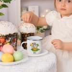 Henkilökohtainen söpö pääsiäispupu munat kukka 11oz emali muki nimi Happy Easter lahja lapsille