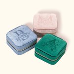 Boîte à Bijoux en Velours Accessoire de Voyage Personnalisé avec Nom et Initiale Gravés Motif Tournesol Cadeau Fête des Mères Anniversaire pour Femme