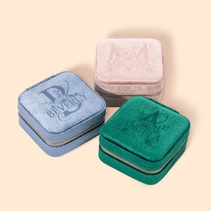 Personalisierte gravierte Sonnenblume Samt Reise-Schmuck-Box mit Initial & Name Muttertag Geburtstag für Frauen