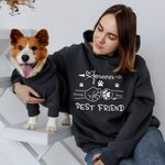 Sweat à Capuche Personnalisé avec Prénoms de l'Animal de Campagnie et Son Propriétaire Cadeau pour Amoureux d'Animal de Compagnie