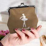 Porte-Monnaie en Cuir avec Fermoir Personnalisé avec Nom Motif Silhouette de Ballet Cadeau Anniversaire pour Femme